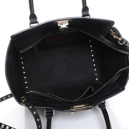 Valentino Garavani Vitello Small Rockstud Double Handle Tote Black 6 of 9