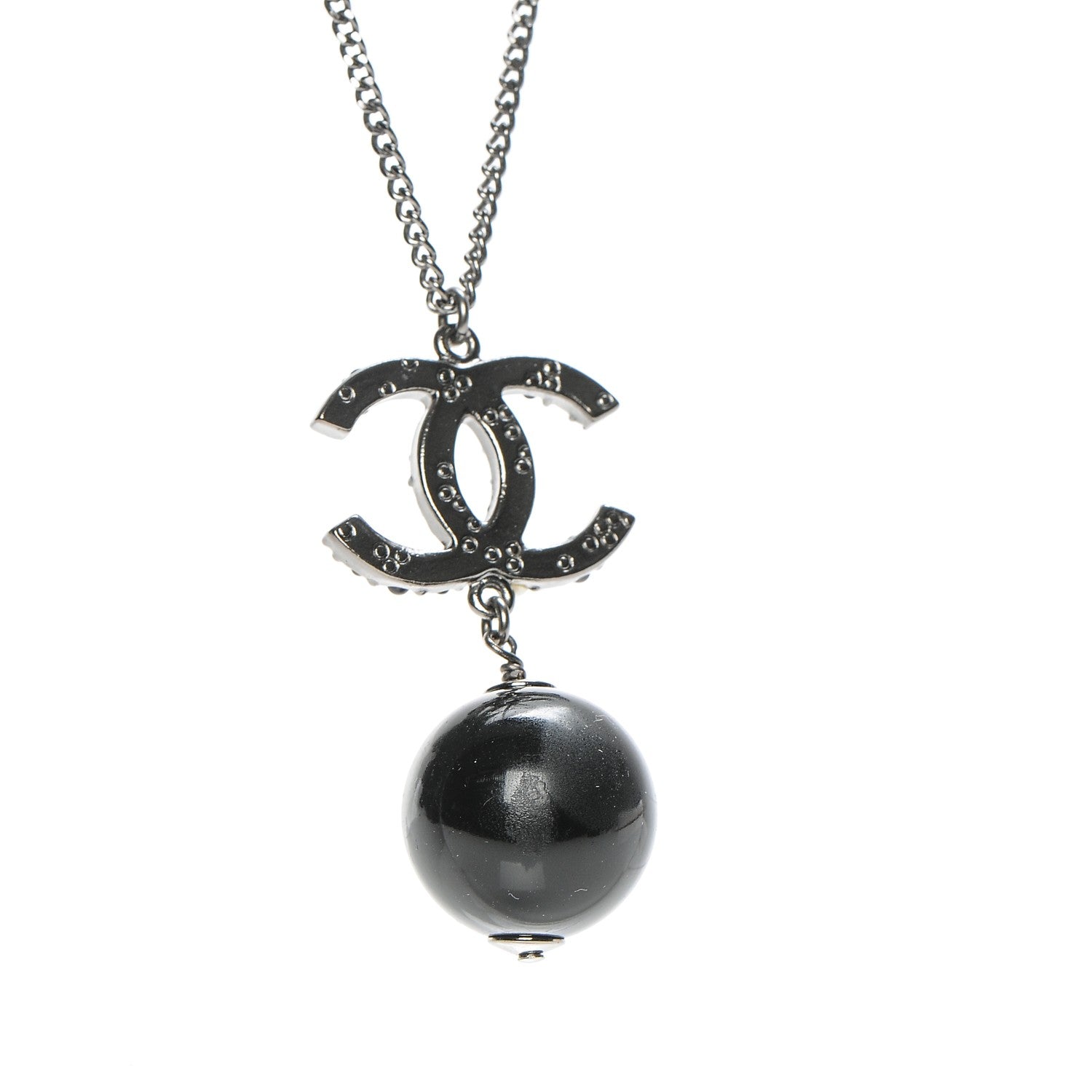 Chanel Ruthenium Bead CC Necklace Black 3 of 8