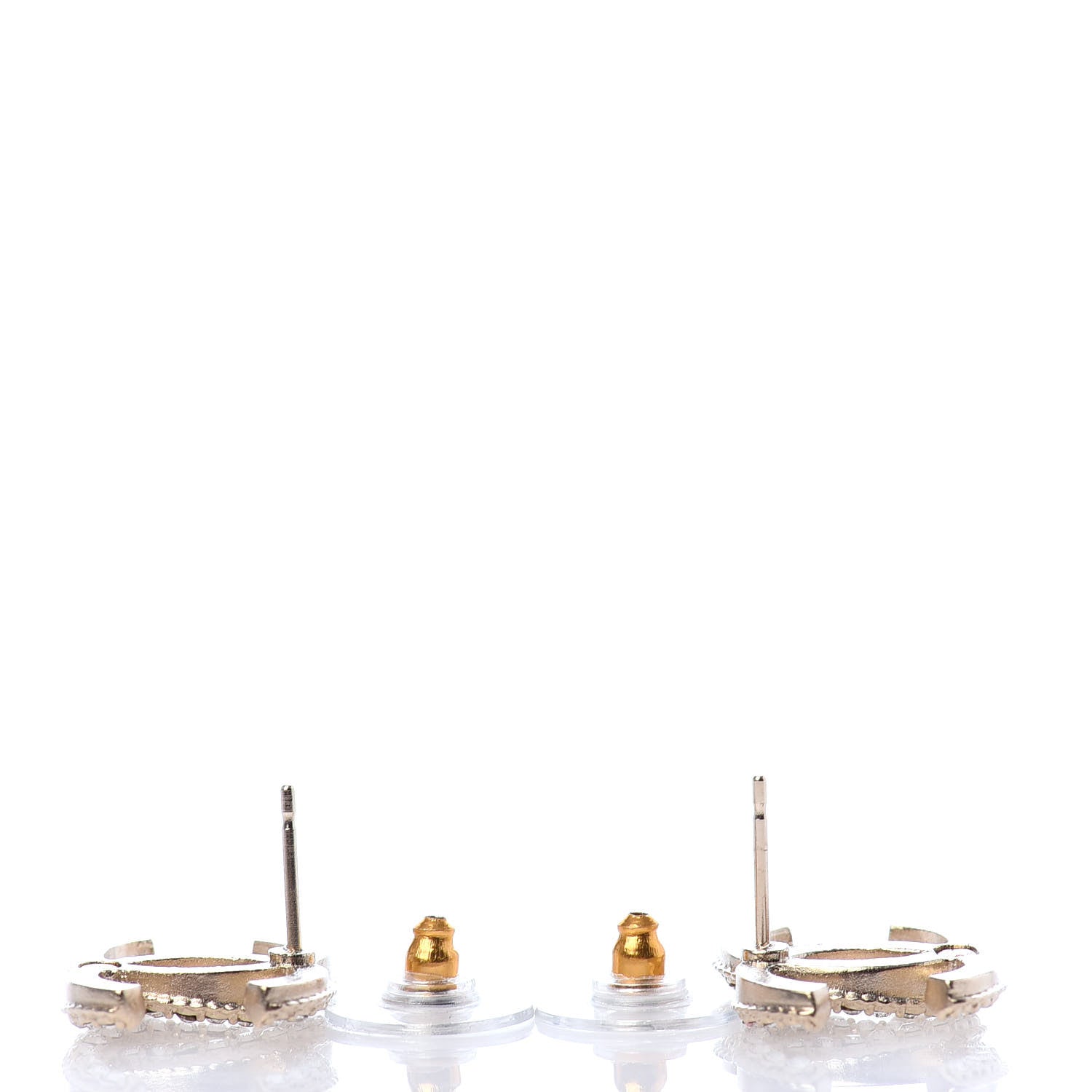 Chanel Crystal CC Earrings Light Gold 3 of 4