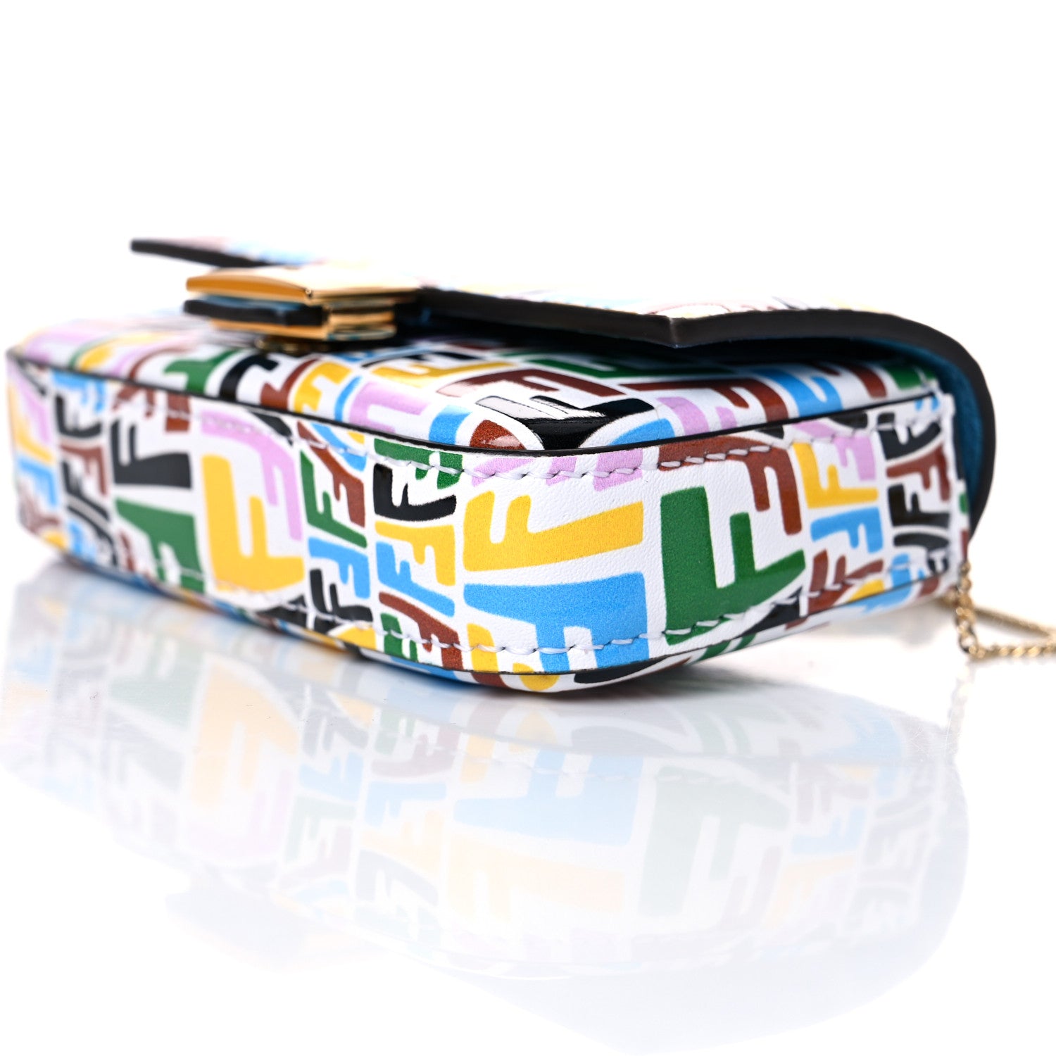 Fendi X SARAH COLEMAN Vitello Liberty Ceylon Micro FF Fish Eye Embossed Nano Baguette Charm Multicolor Cyber Blue 9 of 13