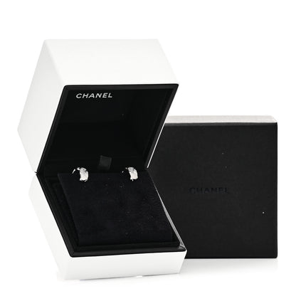 Chanel 18K White Gold Diamond Coco Crush Wide Hoop Earrings 5 of 5