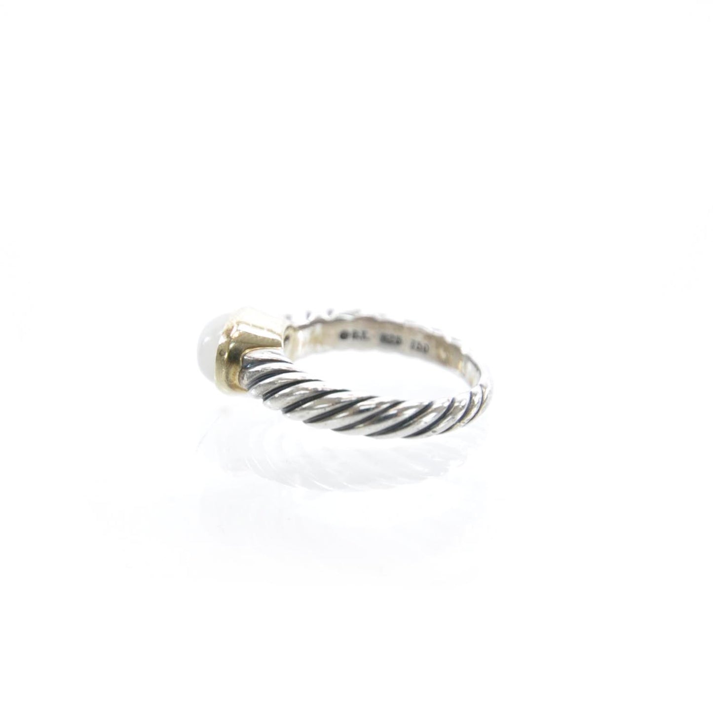 Sterling Silver and 18k Gold Moon Quartz Cable Ring 5.5