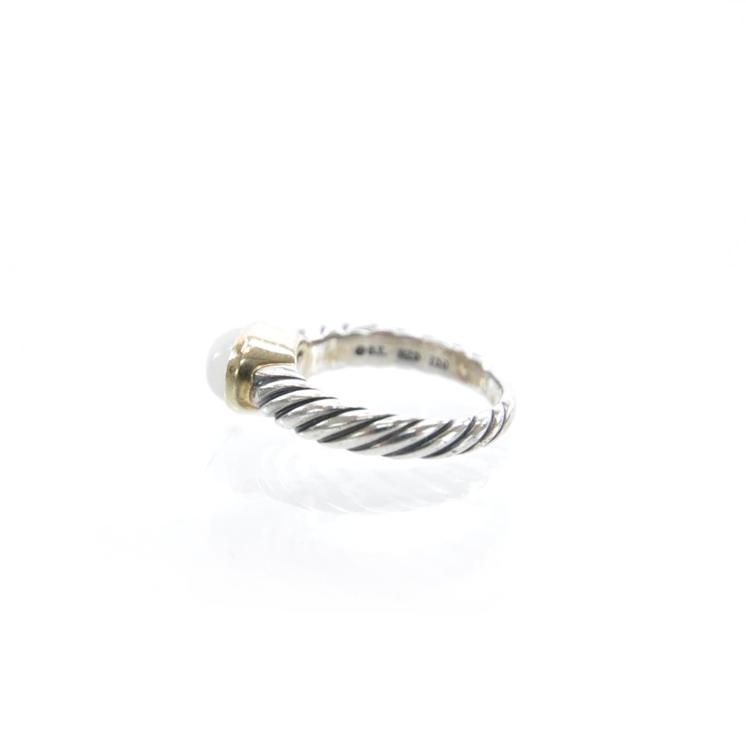 David Yurman Sterling Silver and 18k Gold Moon Quartz Cable Ring 5.5 3 of 5
