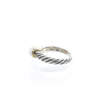 David Yurman Sterling Silver and 18k Gold Moon Quartz Cable Ring 5.5 3 of 5