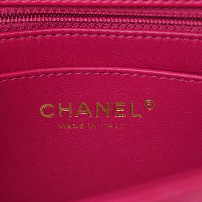 Chanel Lambskin Quilted Mini Crystal Top Handle Rectangular Flap Dark Pink 6 of 11