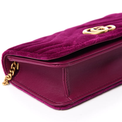 Gucci Velvet Matelasse GG Marmont Mini Bag Fuchsia Violet Cyclamen 6 of 10