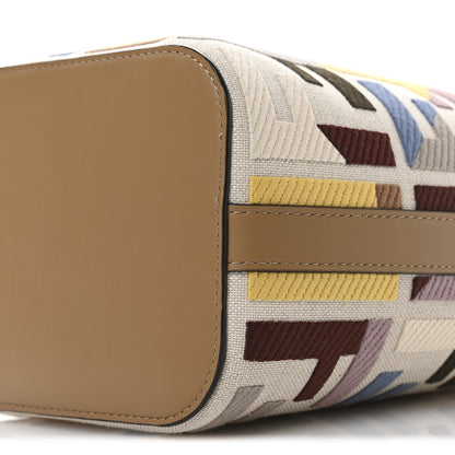 Fendi Canvas Vitello King FF Embroidered Mini Mon Tresor Bucket Bag Dusty Mauve Cappuccino Multicolor 10 of 10