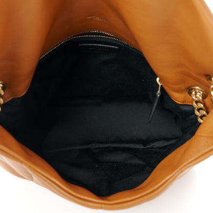Saint Laurent Lambskin Quilted Medium Loulou Puffer Monogram Chain Satchel Miel Dark 4 of 10