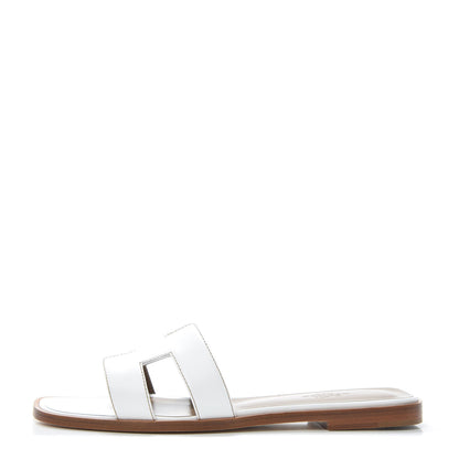Hermes Box Calfskin Oran Sandals 36.5 White 1 of 7