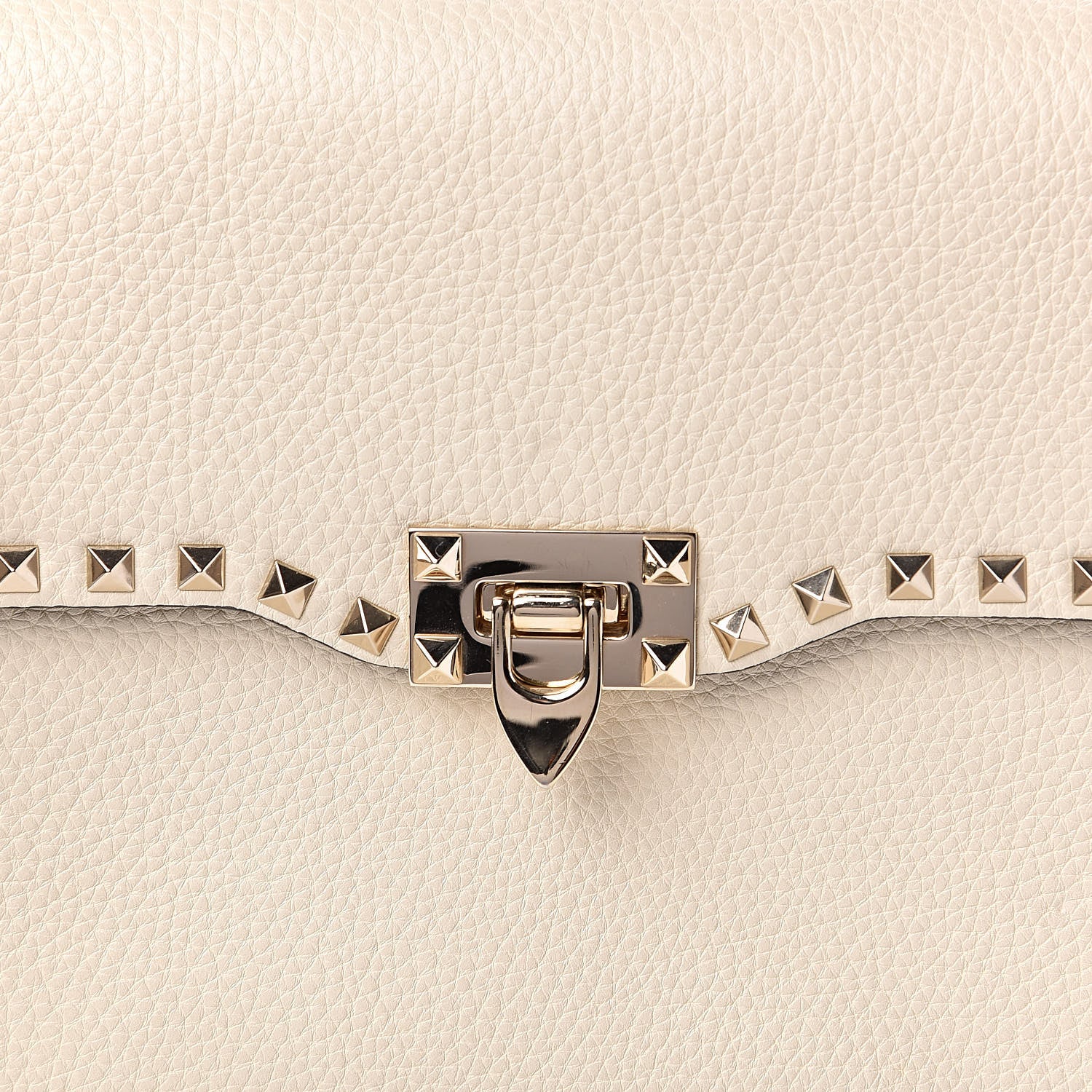 Valentino Garavani Grained Calfskin Rockstud Top Handle Flap Shoulder Bag Light Ivory 10 of 10