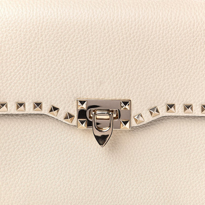 Valentino Garavani Grained Calfskin Rockstud Top Handle Flap Shoulder Bag Light Ivory 10 of 10