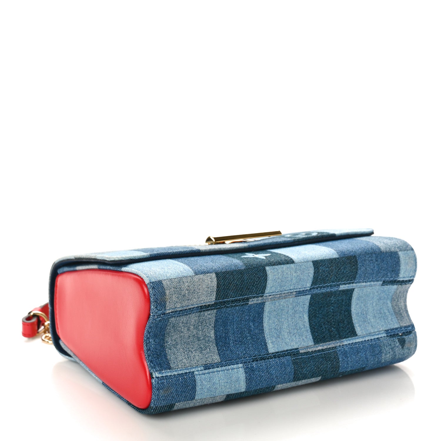 Louis Vuitton Denim Damier Monogram Twist Shoulder Bag MM Blue Rouge 5 of 10
