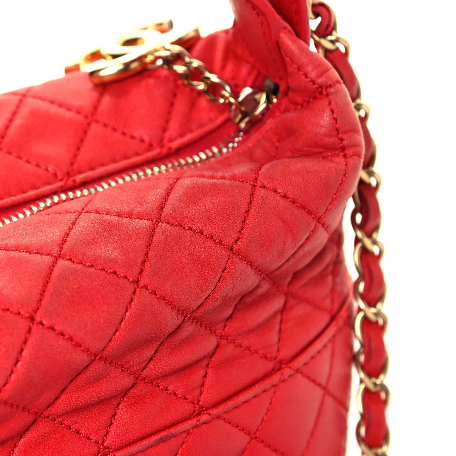 Chanel Lambskin Quilted Small Hobo Red 18 of 19