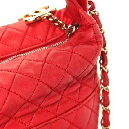 Chanel Lambskin Quilted Small Hobo Red 18 of 19
