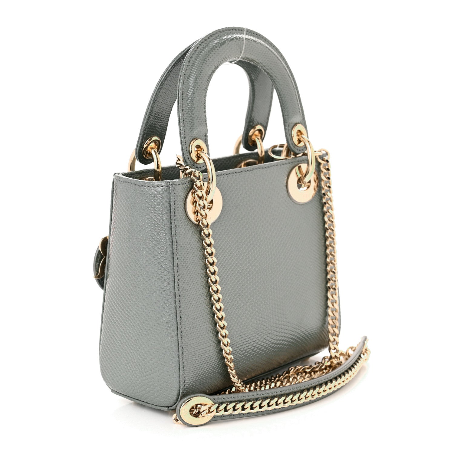 Christian Dior Lizard Mini Lady Dior Light Grey 3 of 11