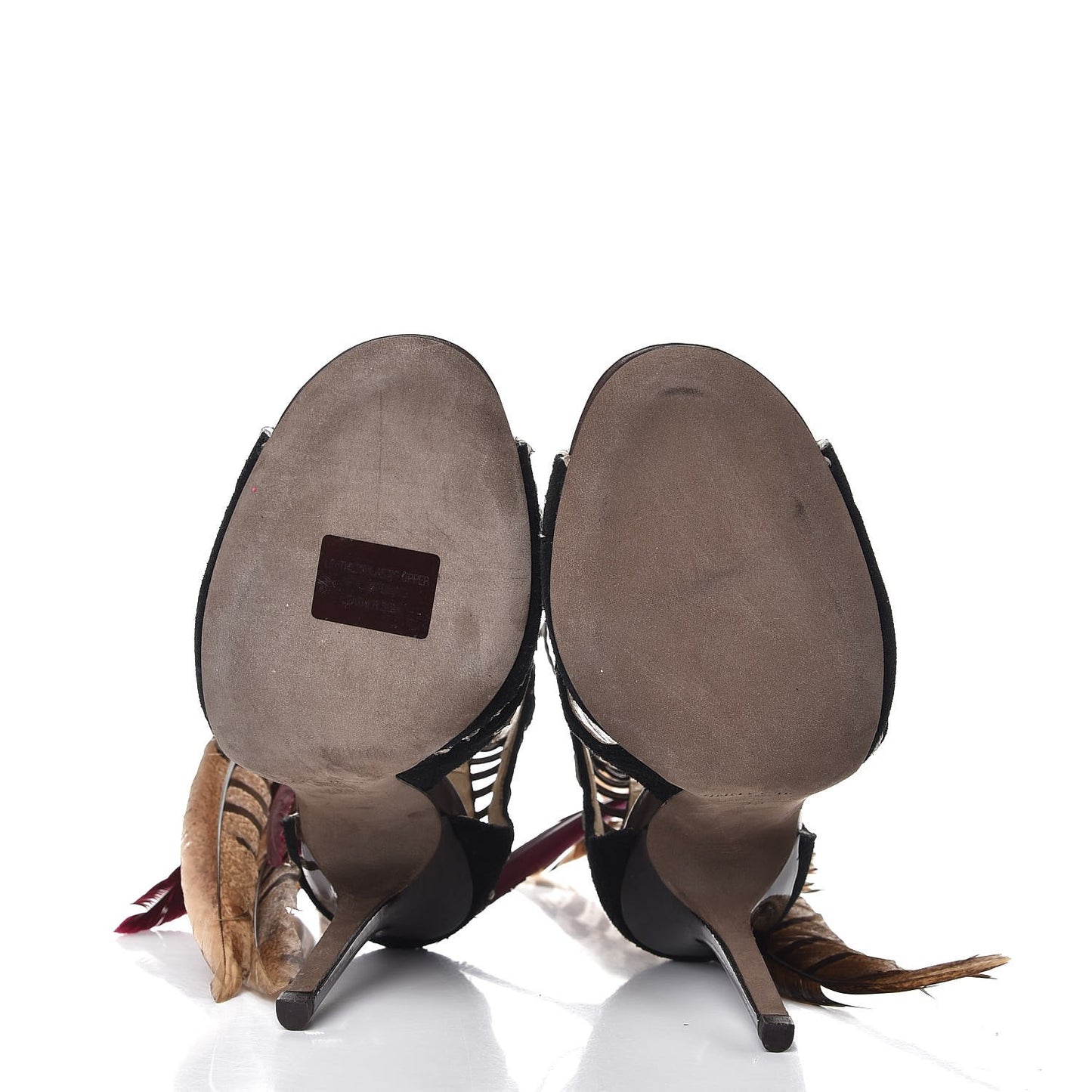 Suede Feather Trim Kevan Gladiator Sandals 39 Multi