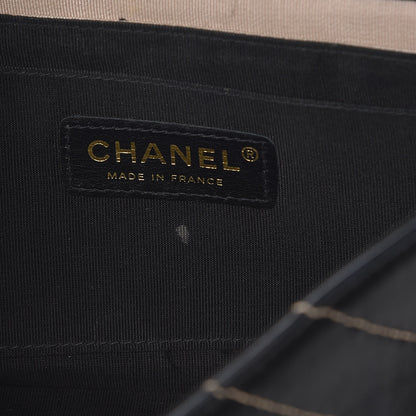 Chanel Lambskin Chevron Small Single Flap Bag Black Beige 7 of 16
