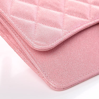 Chanel Iridescent Caviar Quilted Classic Pouch With Handle Rose Pink 8 of 12