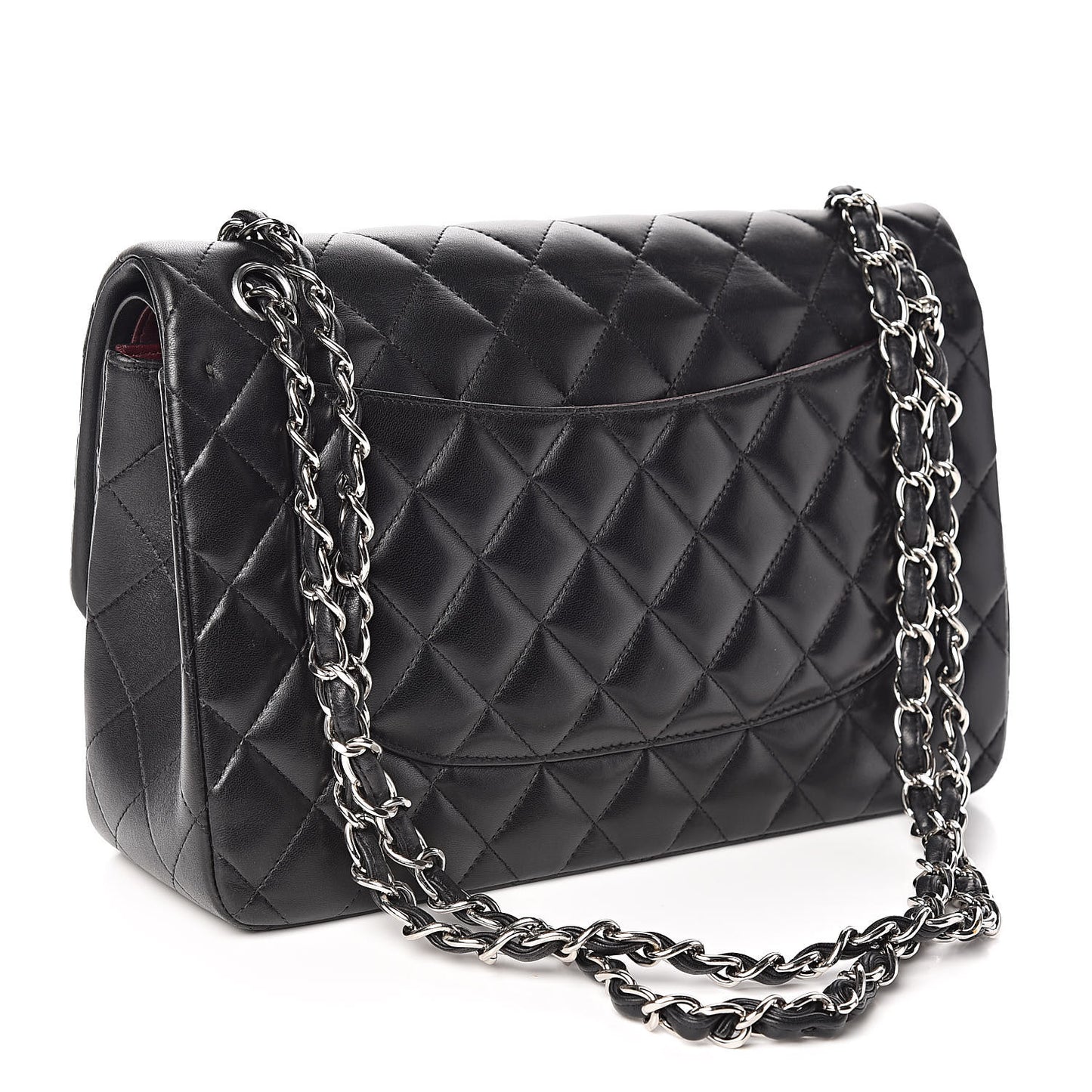 Lambskin Quilted Jumbo Double Flap Black