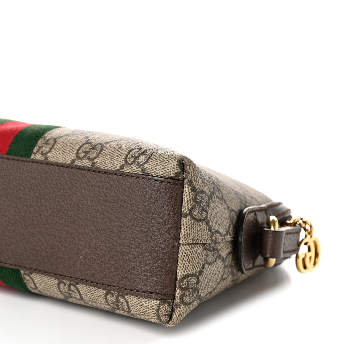 GG Supreme Monogram Textured Dollar Calfskin Web Small Ophidia Dome Shoulder Bag Beige Ebony New Acero