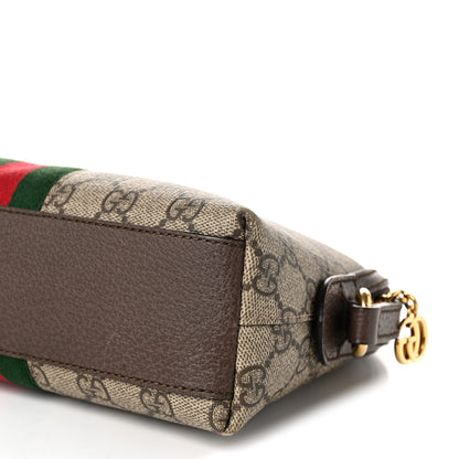 Gucci GG Supreme Monogram Textured Dollar Calfskin Web Small Ophidia Dome Shoulder Bag Beige Ebony New Acero 9 of 9