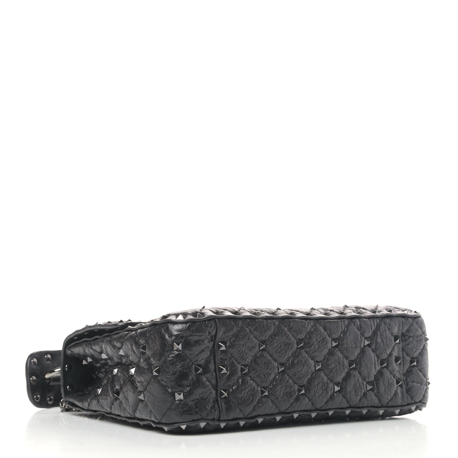 Valentino Garavani Craquele Nappa Medium Rockstud Spike Shoulder Bag Black 4 of 12