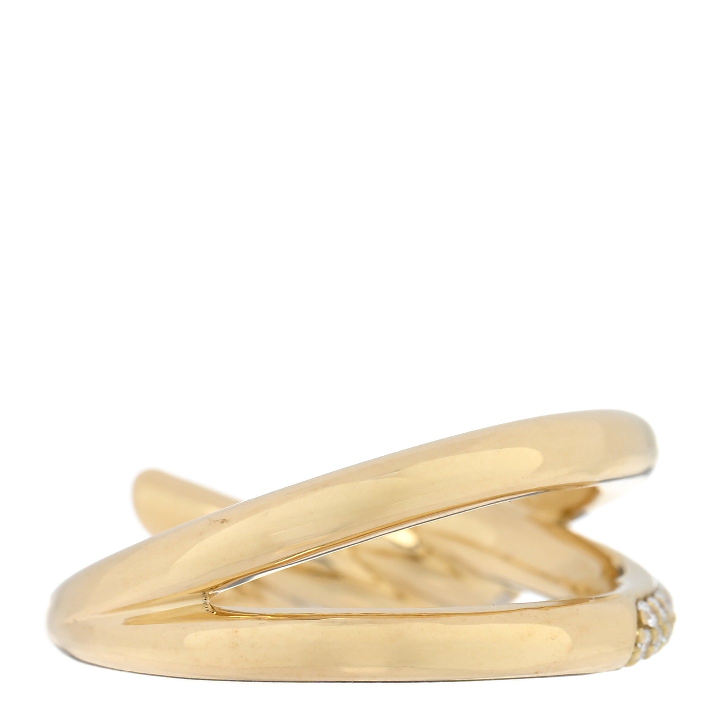 18K Yellow Gold Diamond Knot Double Row Ring 51 5.75