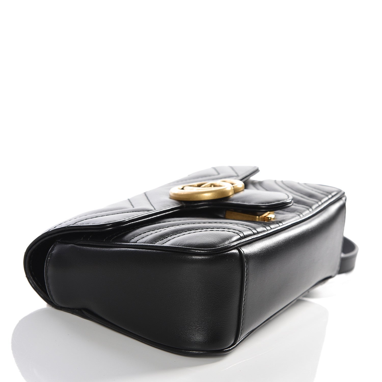 Gucci Calfskin Matelasse Mini GG Marmont Shoulder Bag Black 3 of 8