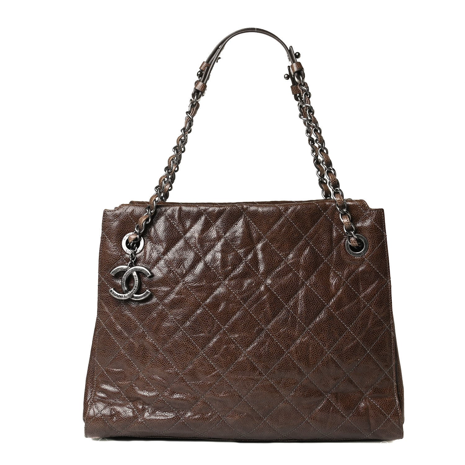 Chanel Crumpled Grained Calfskin CC Crave Tote Brown 1 of 16
