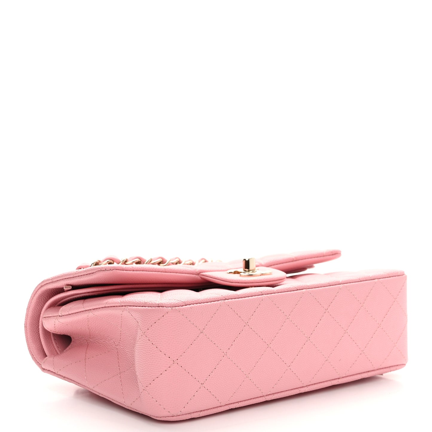 Caviar Quilted Small Double Flap Light Pink