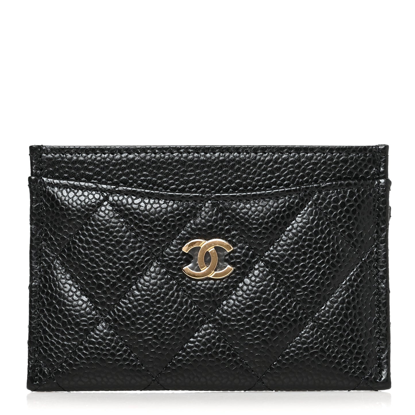 Caviar Quilted Card Holder Black