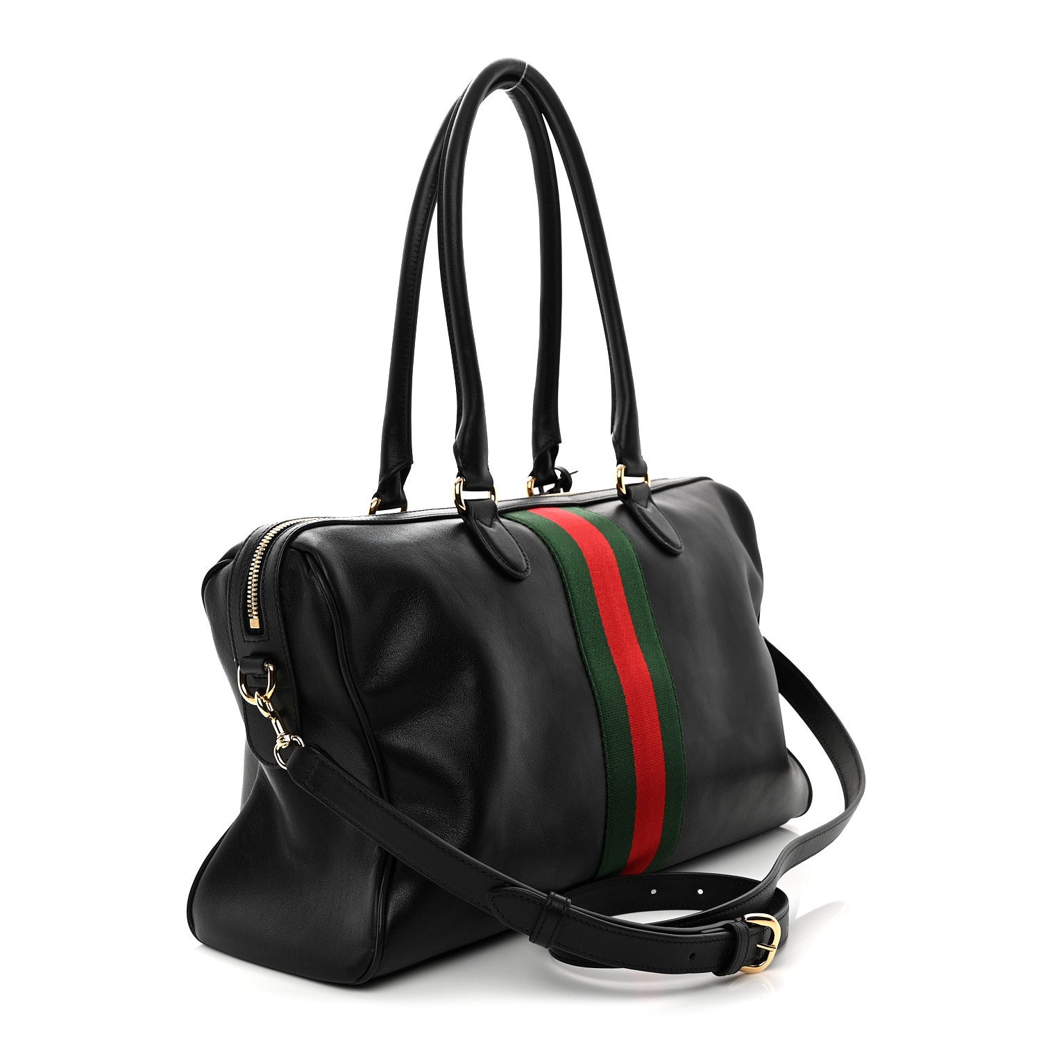 Gucci Calfskin Web Large Borsetto Boston Black 3 of 11