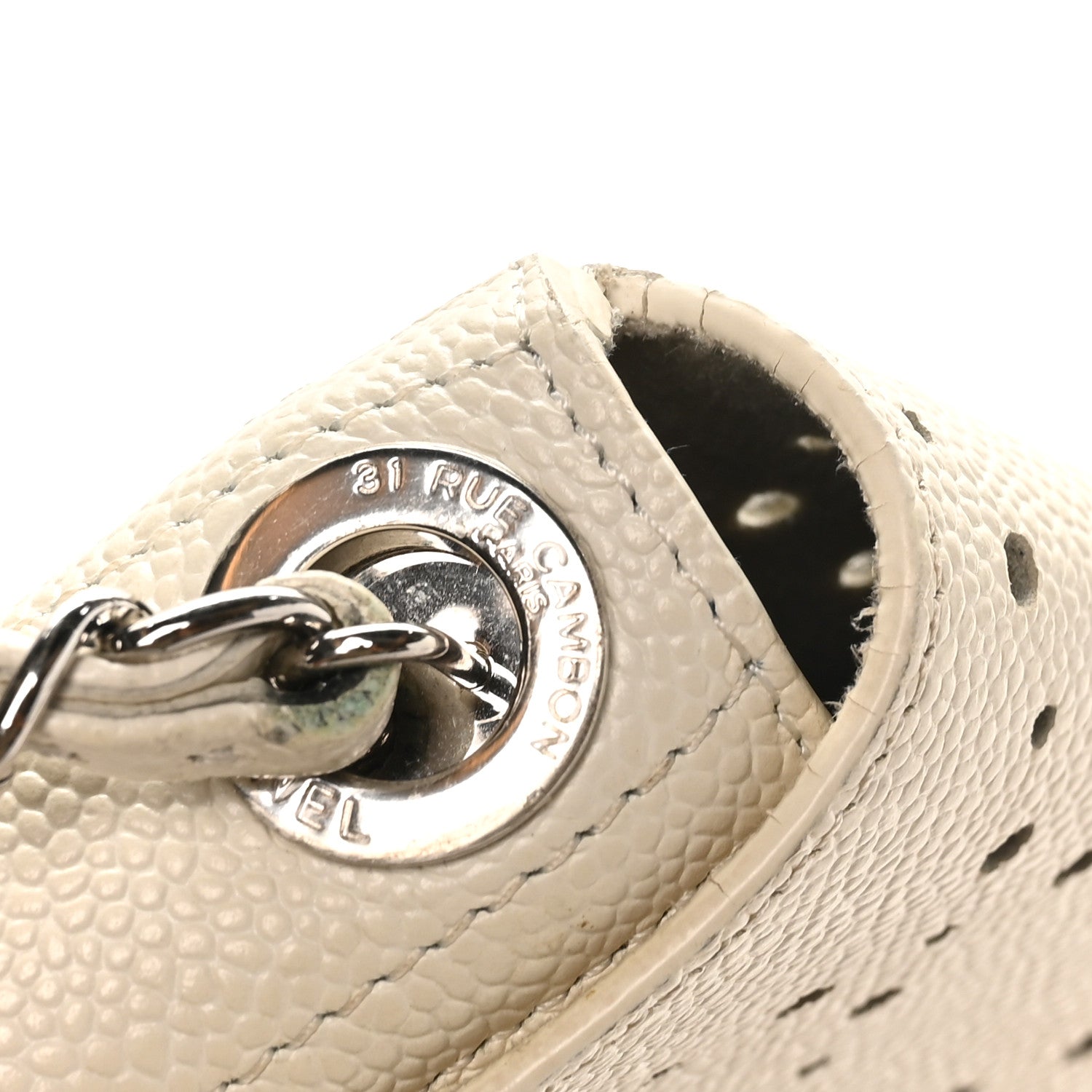 Chanel Caviar Perforated Messenger Bag White 11 of 12