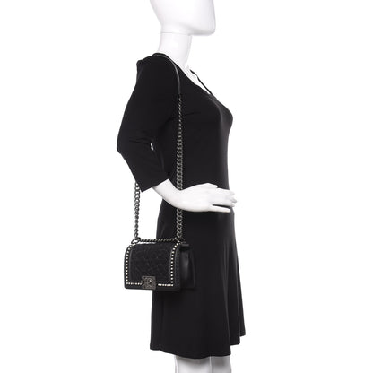 Chanel Calfskin Pearl Tweed Small Boy Flap Black 2 of 10