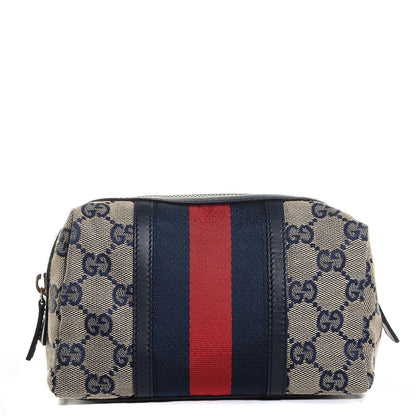 Gucci GG Monogram Web Medium Cosmetic Case Navy 1 of 7