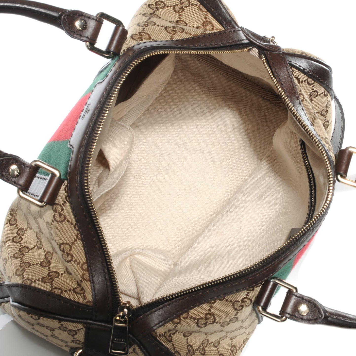 Monogram Selleria Calfskin Vintage Web Medium Boston Beige Ebony Cocoa