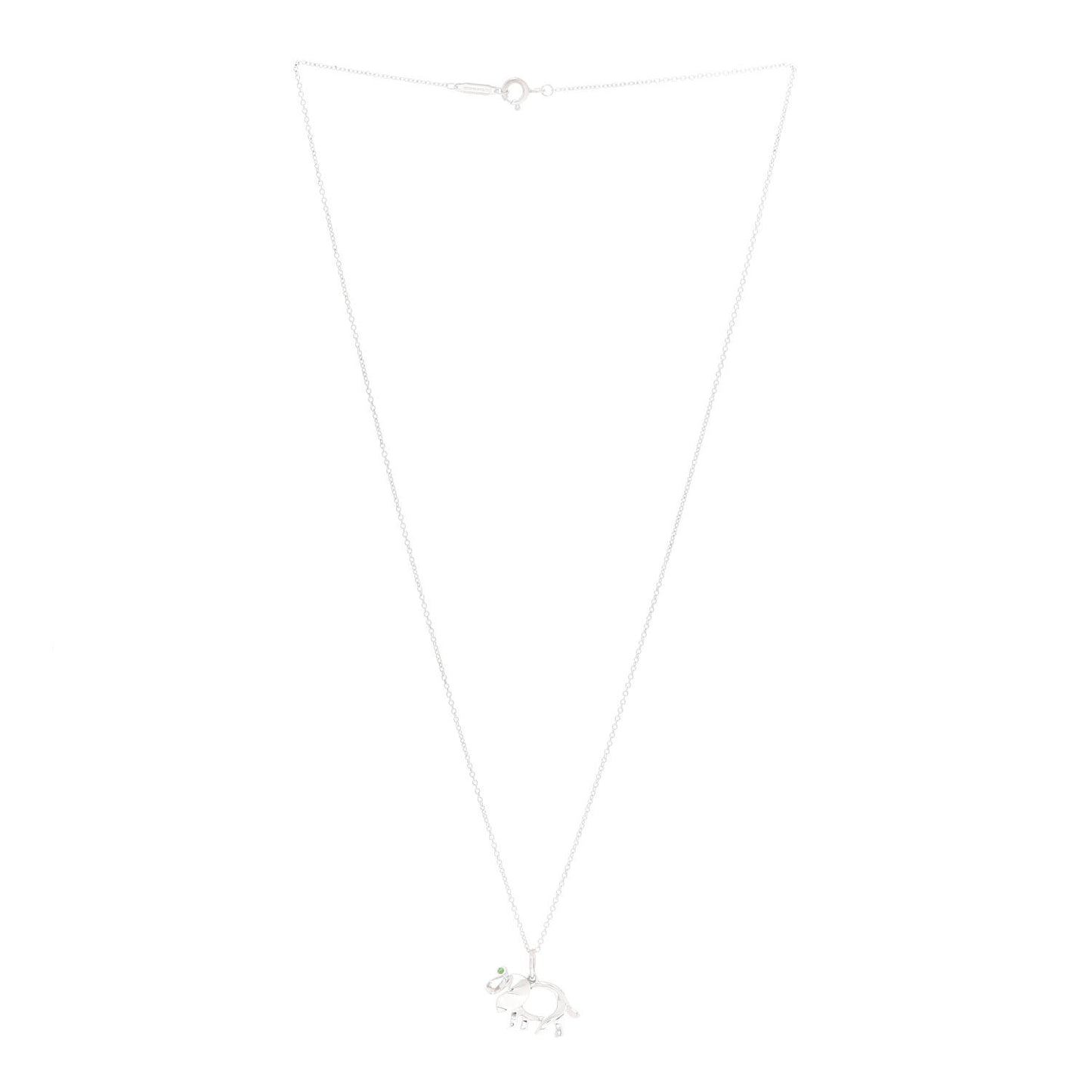 Sterling Silver Tsavorite Save the Wild Elephant Charm Necklace