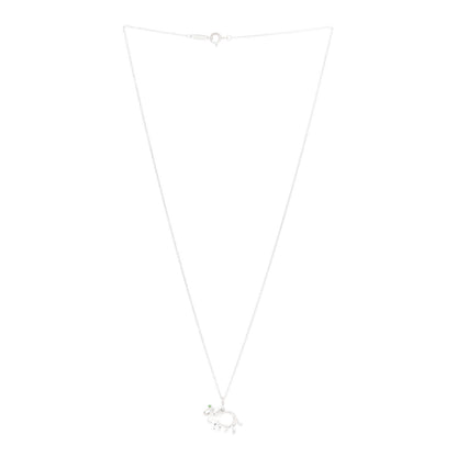 Tiffany Sterling Silver Tsavorite Save the Wild Elephant Charm Necklace 3 of 7
