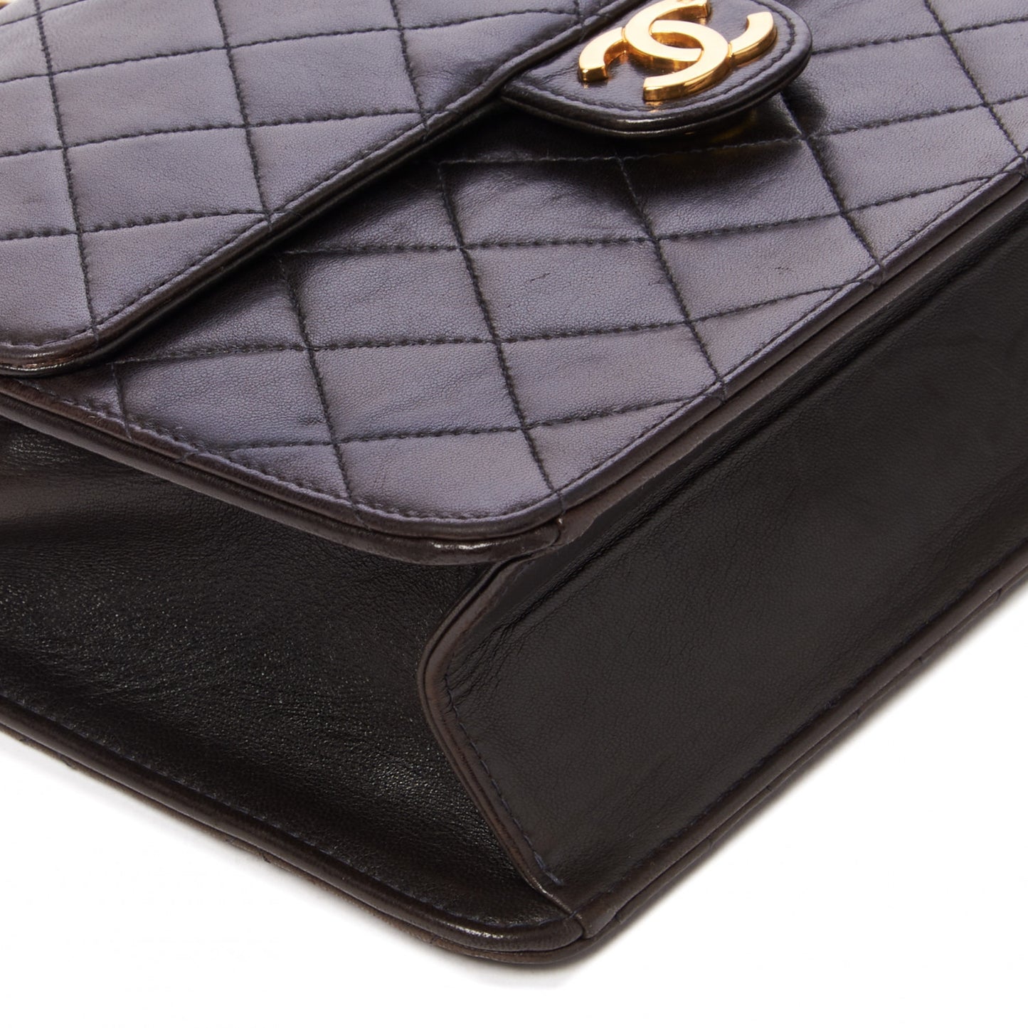 Lambskin Quilted Small Single Flap Black