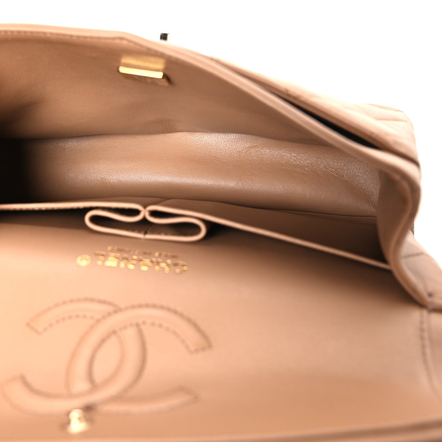 Lambskin Quilted Small Double Flap Brown