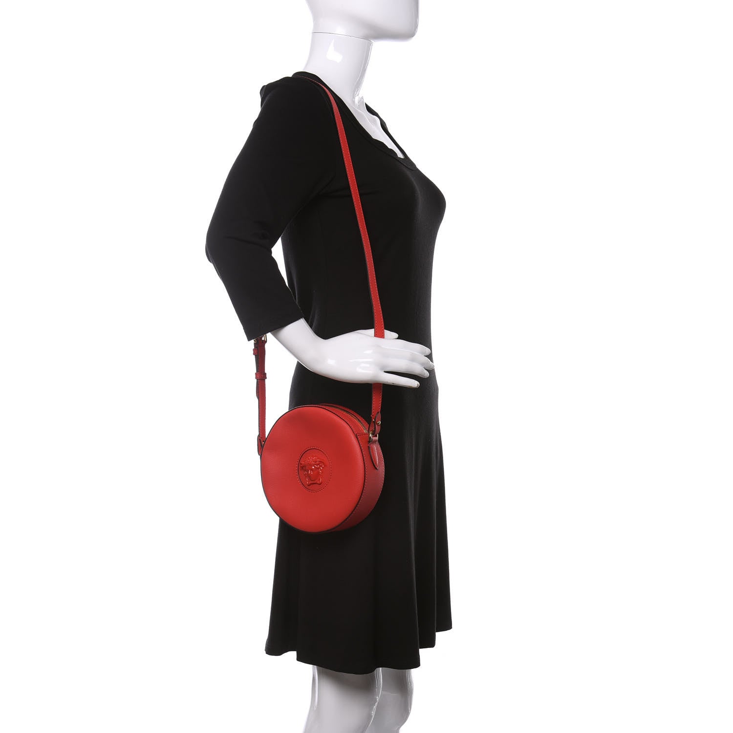 Versace Calfskin La Medusa Round Camera Bag Red 2 of 9