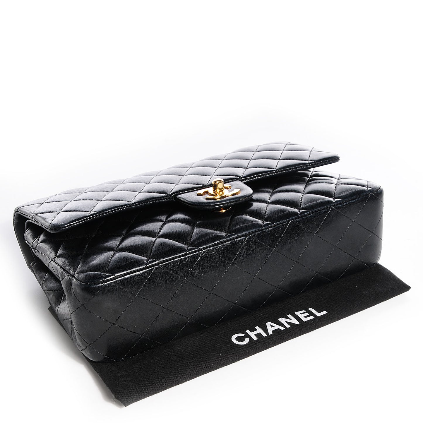 Lambskin Medium Double Flap Black