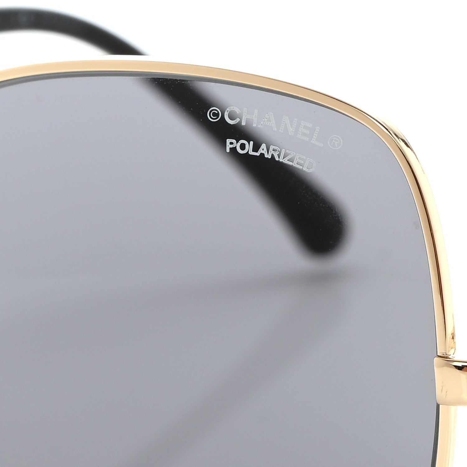Chanel Metal Polarized Square Frame Chain Sunglasses 4274-Q Gold Black 7 of 8
