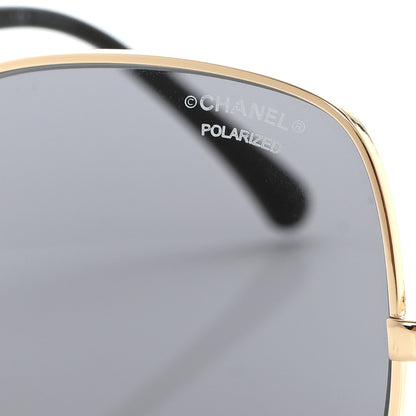 Chanel Metal Polarized Square Frame Chain Sunglasses 4274-Q Gold Black 7 of 8