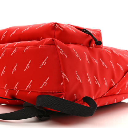 Balenciaga Twill Nylon Allover Logo Print Explorer Backpack Rouge Vermillion White 9 of 9