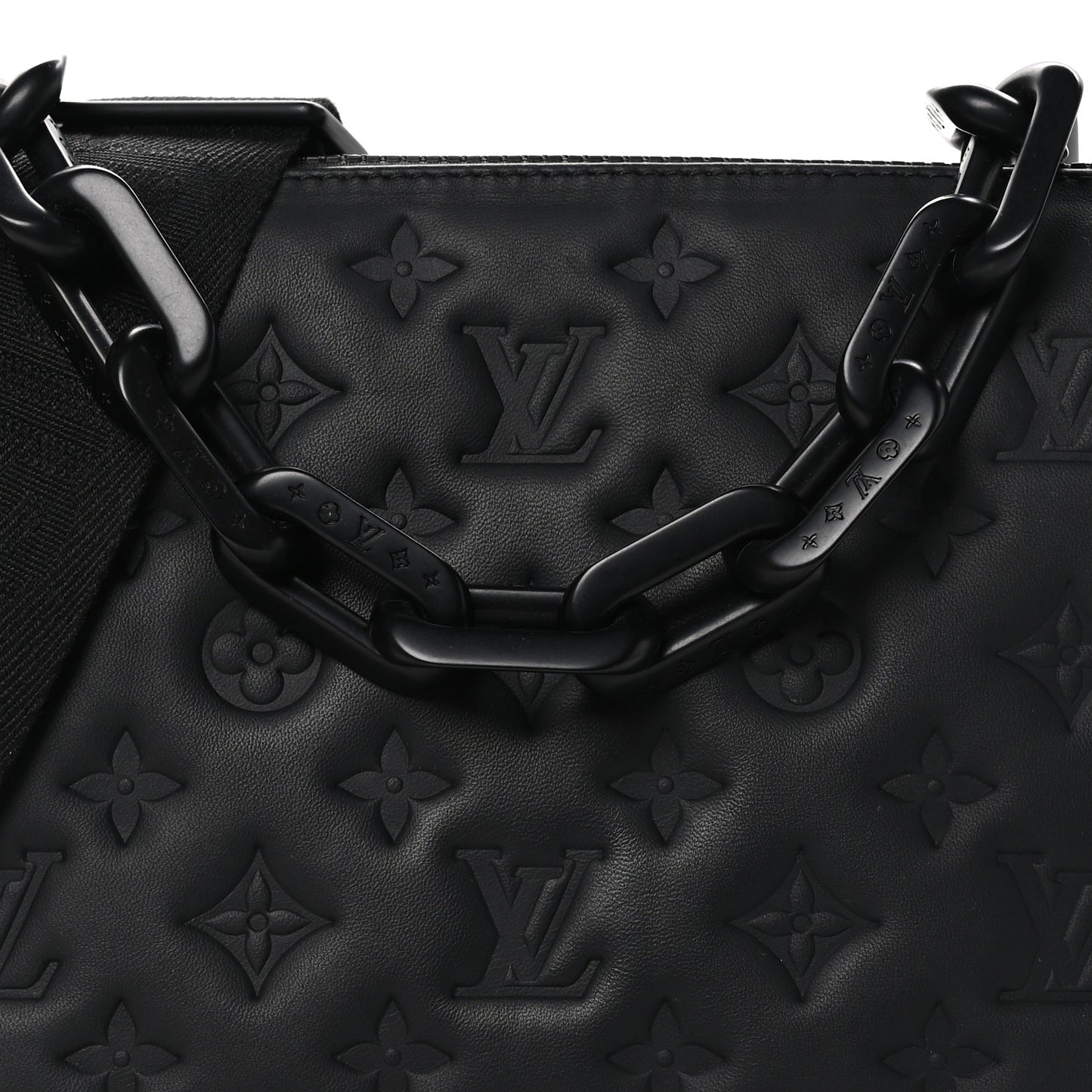 Matte Lambskin Embossed Monogram Black Out Coussin PM All Black