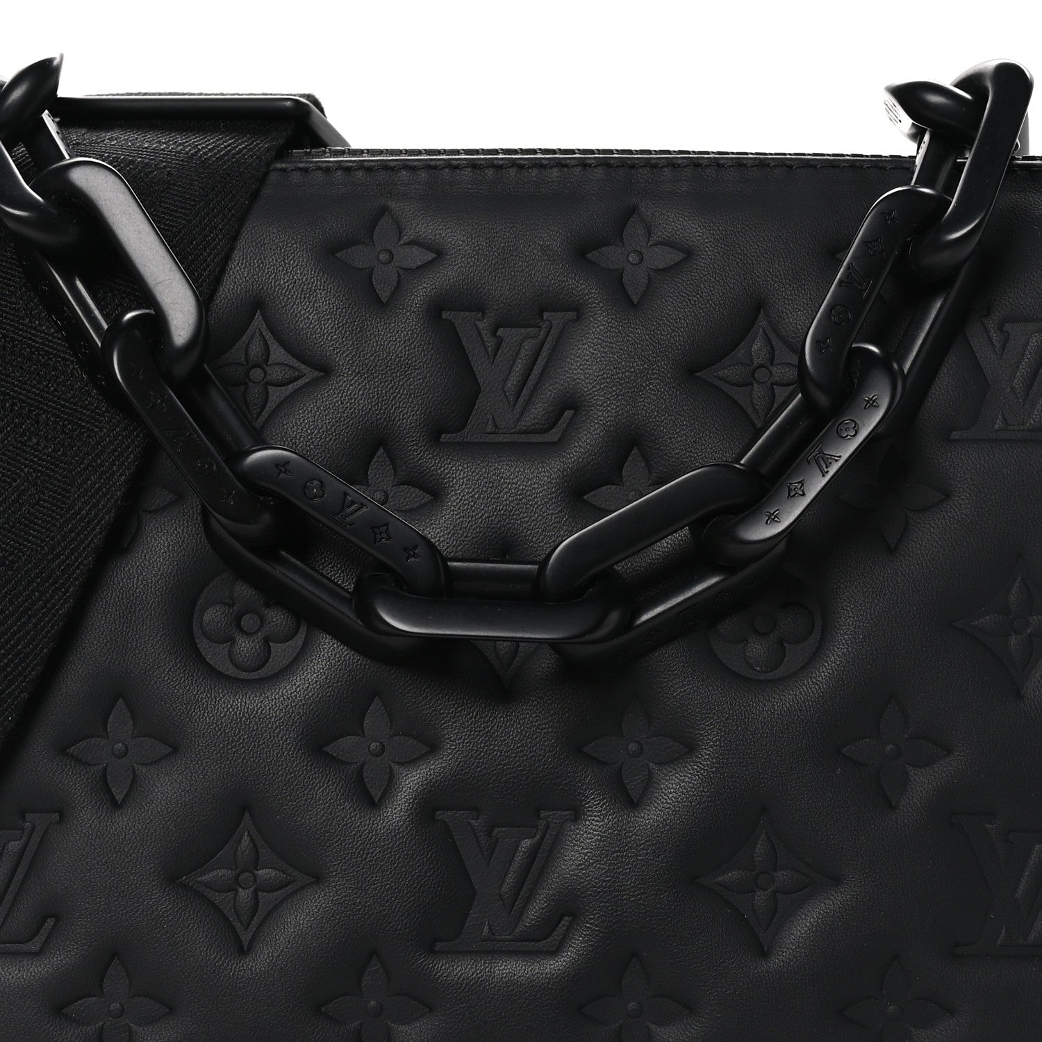 Louis Vuitton Matte Lambskin Embossed Monogram Black Out Coussin PM All Black 9 of 12