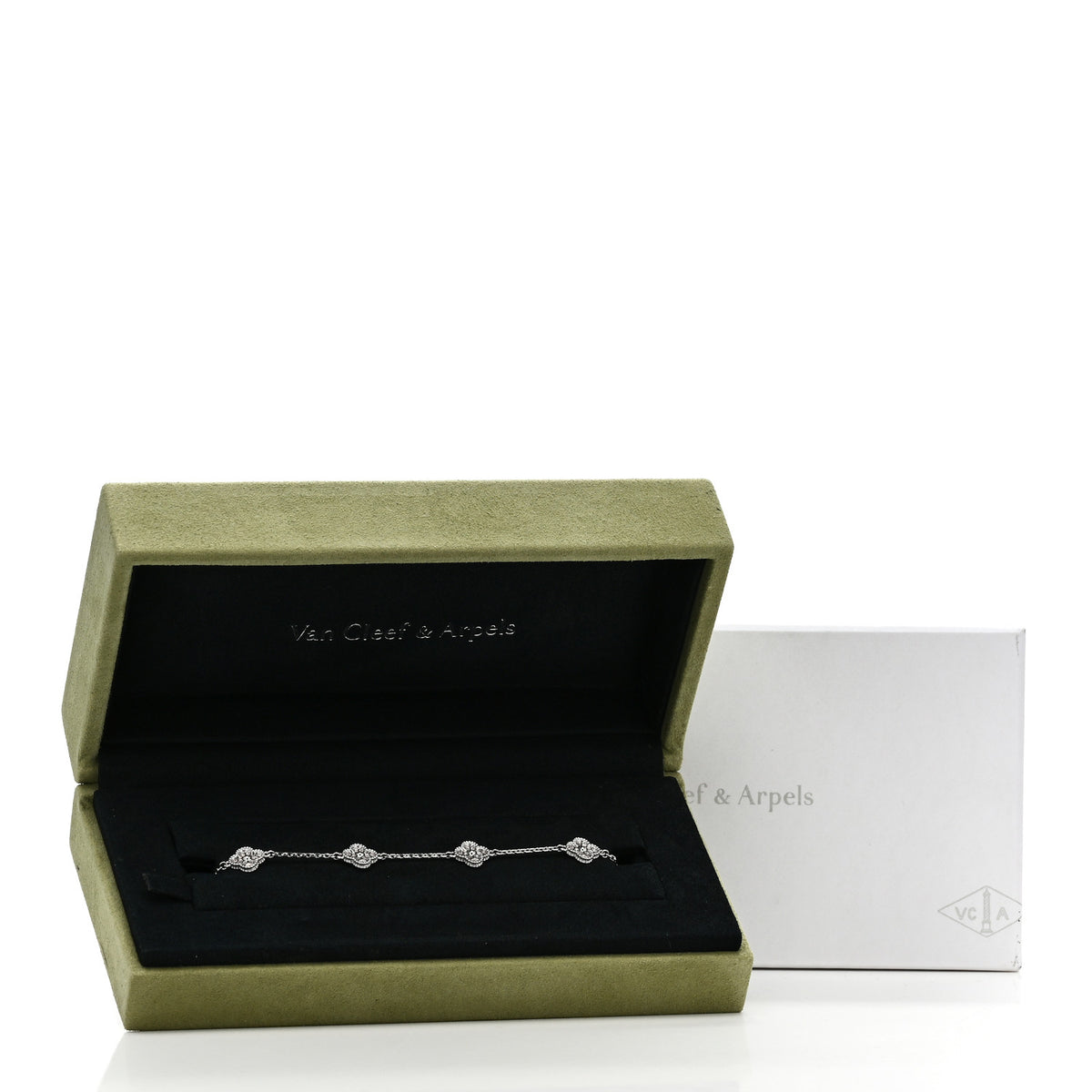 Van Cleef & Arpels 18K White Gold Diamond 6 Motifs Sweet Alhambra Bracelet 5 of 5