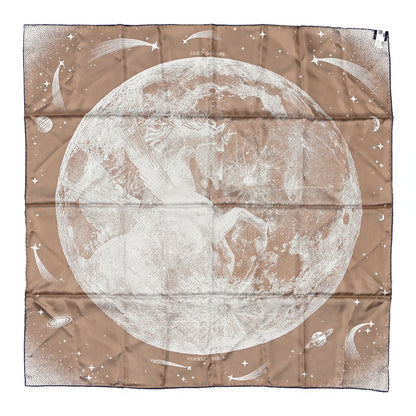Hermes Silk Clair De Lune Double Face Scarf 90 Marine White Beige 2 of 6
