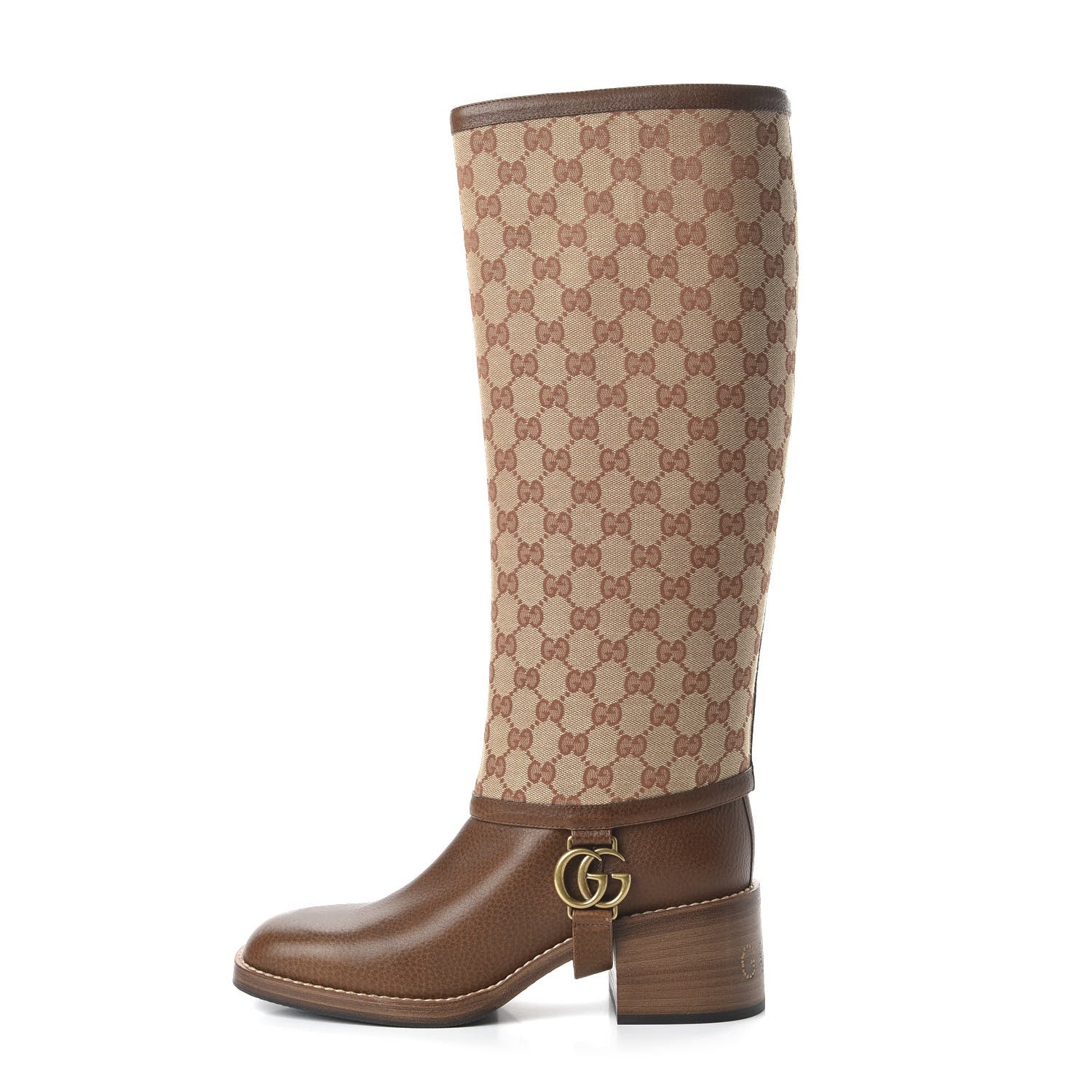 Gucci GG Monogram Calfskin Lola Tall Boots 40.5 Beige Ruggine Cuir 1 of 7